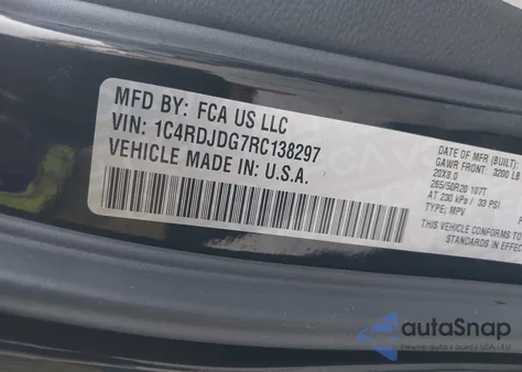 2024 Dodge Durango Gt из США, поврежденный, VIN 1C4RDJDG7RC138297